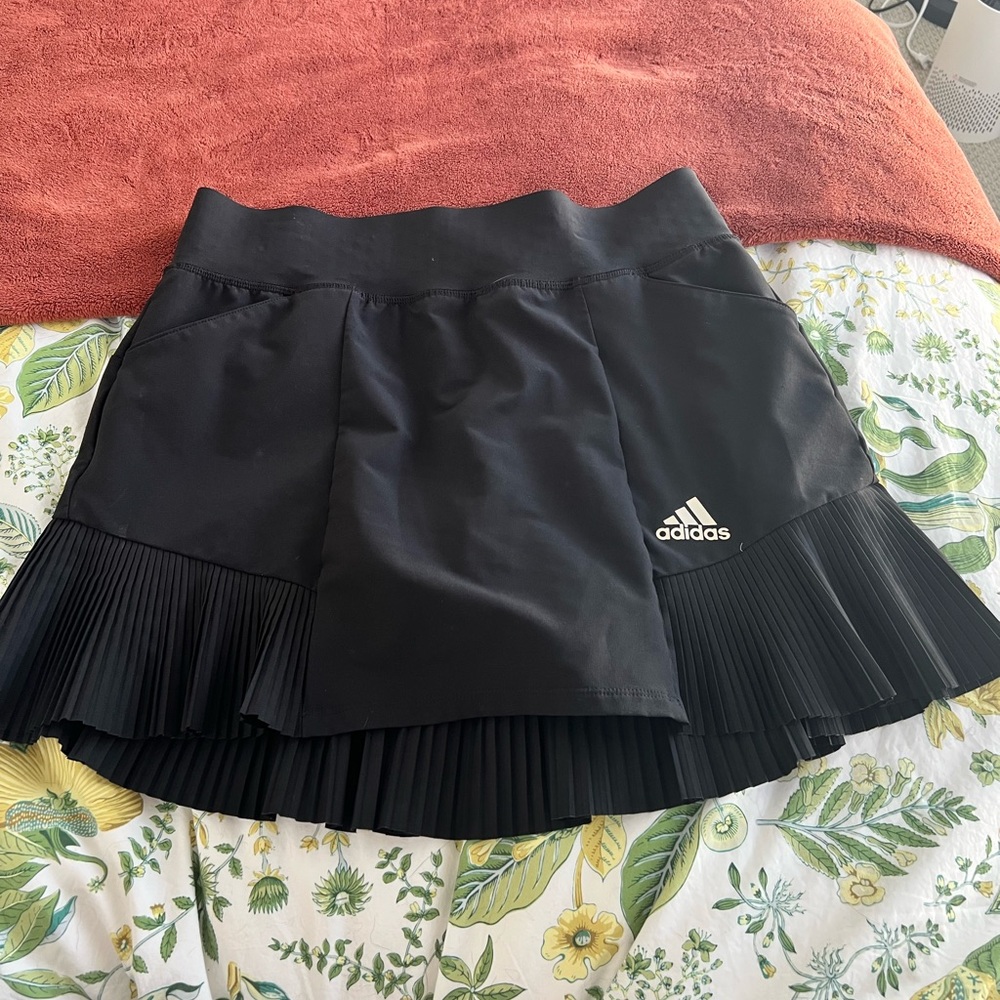 adidas Black Pleated Athletic Skirt with Logo